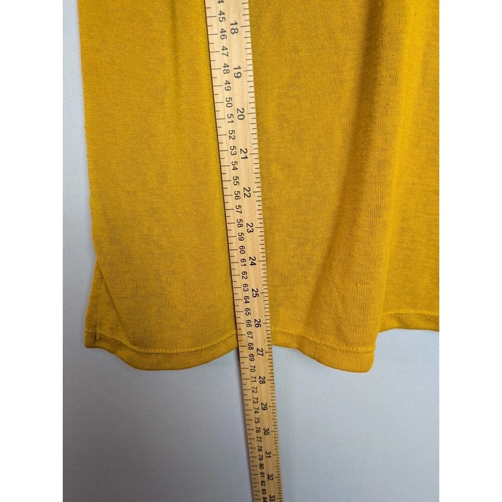 Modern Canvas Top Sz XL Gold Yellow Scalloped Lace Detail Short Sleeve Shirt